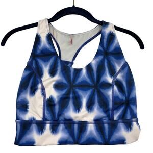 Free People Movement Synergy Sports Bra Size S Blue Floral Tie Dye Racerback